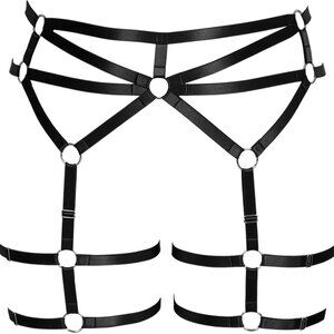 Women's Plus Size Body Harness Garter Belt Stockings Gothic Costume Accessories